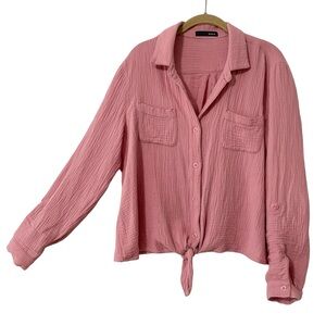 Cotton Gauze Button Down Top